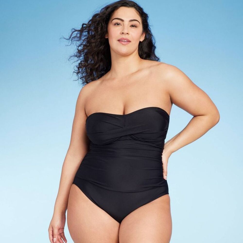 Kona Sol - Women's Bandeau Swimsuit Swimwear Black S Black - Picture 6 of 9